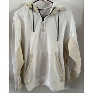 Foot Locker Men's Size S 1/4 Zip White/Cream Fleece Pullover Sweater Jacket Warm